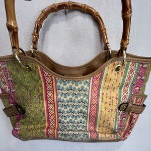 Relic Cane Handle boho Patchwork Colorful Summer Hobo Bag Summer